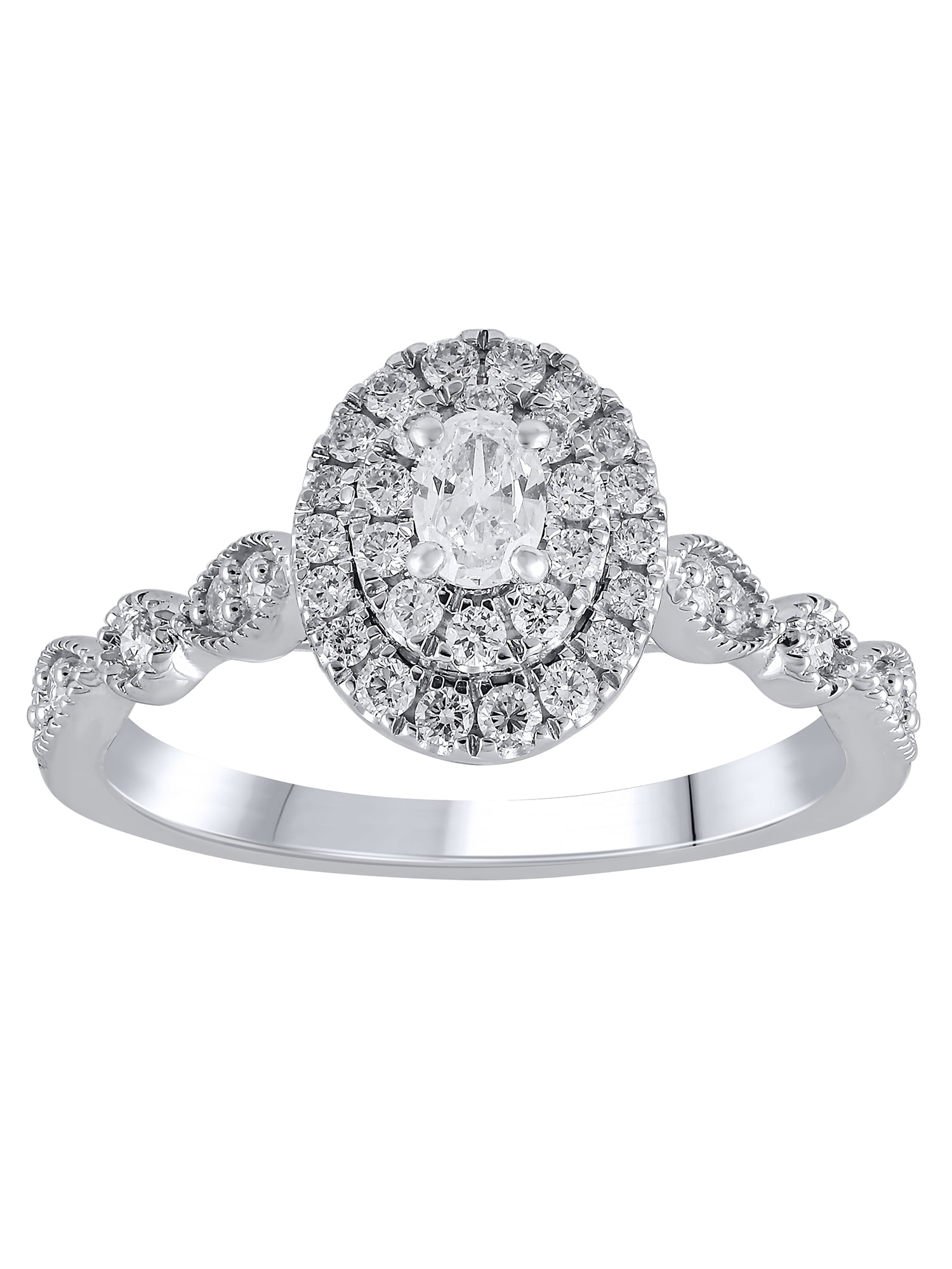 1/2 Carat T.W. (SI Clarity, H-I Color) Brilliance Fine Jewelry Lab Grown Diamond Engagement Ring in Sterling Silver, Size 6