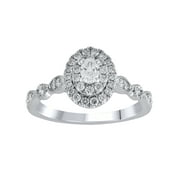 1/2 Carat T.W. (SI Clarity, H-I Color) Brilliance Fine Jewelry Lab Grown Diamond Engagement Ring in Sterling Silver, Size 7