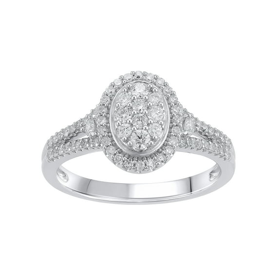 Brilliance Fine Jewelry Cluster Diamond Engagement Ring 1/2 ct. t.w. Sterling Silver
