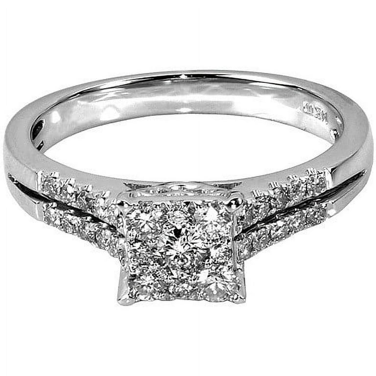 1/2 Carat Square Diamond 10kt White Gold Engagement Ring