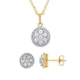 thumbnail image 1 of 1/2 Carat T.W Sterling Silver Yellow Plated Halo Earrings and Pendant 2 Pcs set., 1 of 6