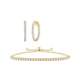 thumbnail image 1 of 1/2 Carat T.W Sterling Silver Yellow Plated Hoop Earring and Bolo Bracelet 2 Pcs set, 1 of 5