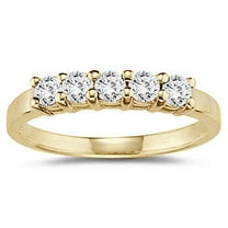 SZUL Women's 1/2 Carat TW 5 Stone White Diamond Ring in 10K Yellow Gold (J-K-L Color, I2-I3 Clarity)