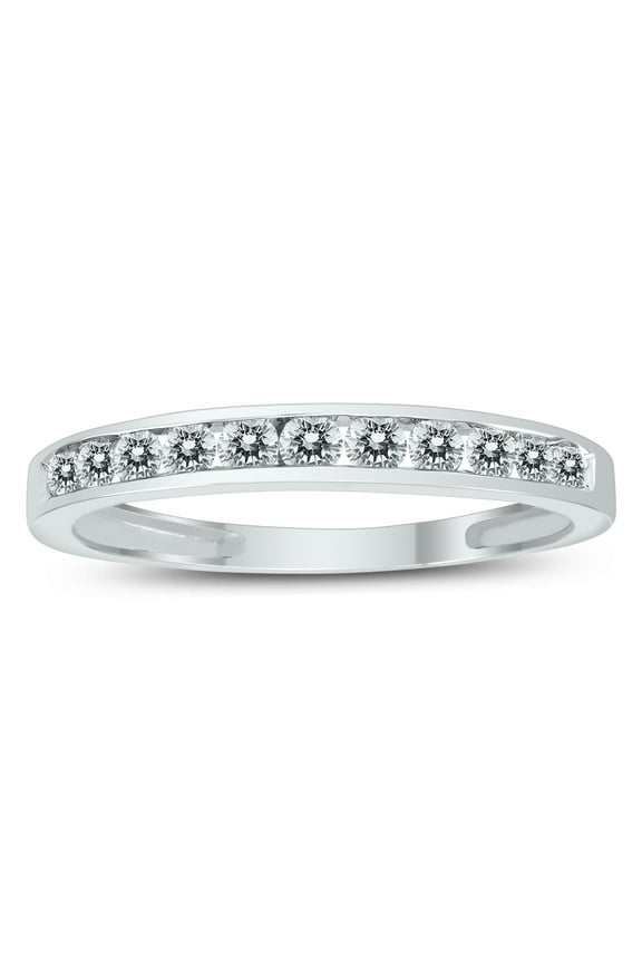 1/2 Carat TW Channel Set Diamond Band in 10K White Gold (J-K-L Color, I2-I3 Clarity)
