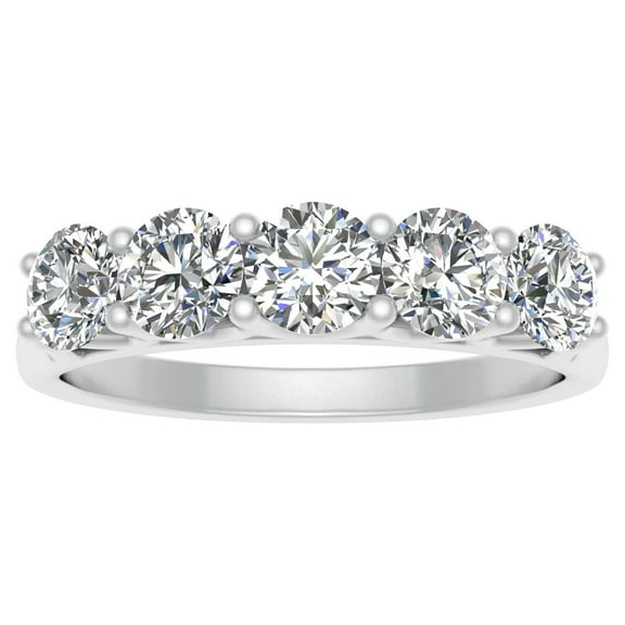 1/2 Carat TW Diamond Five Stone Women's Wedding Band in 10k White Gold