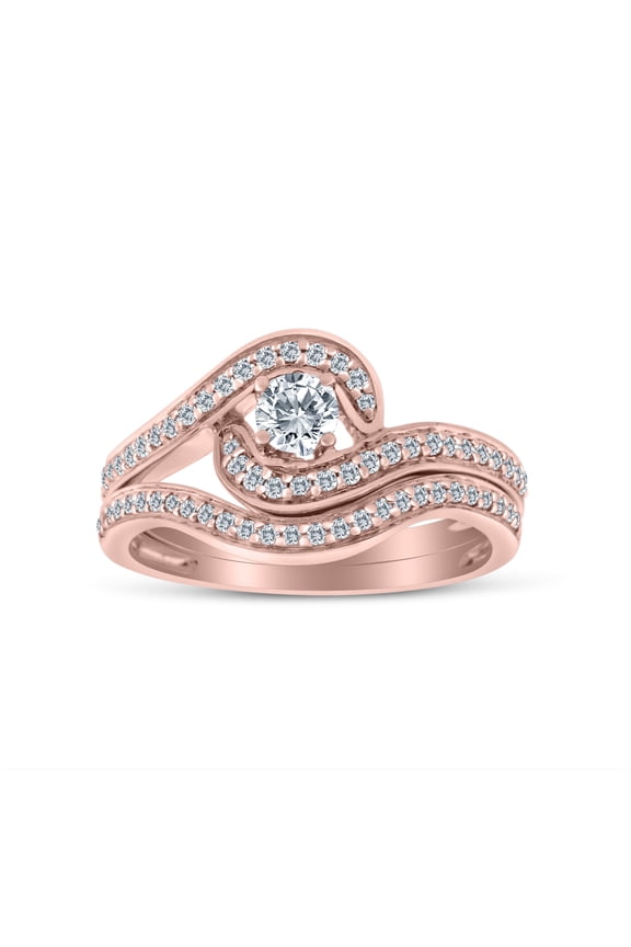 1/2 Carat TW Diamond Interwine Bridal Set in 10k Rose Gold (G-H, I2-I3)