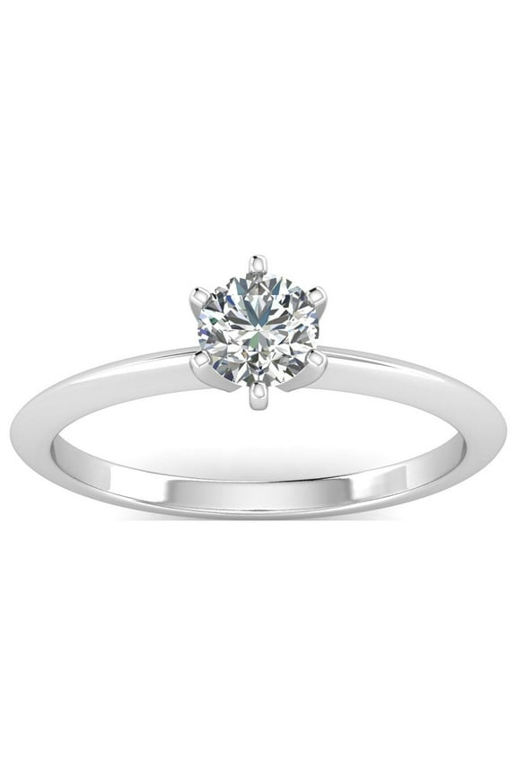 1/2 Carat TW Diamond Solitaire Engagement Ring in 14k White Gold (I1, G-H)