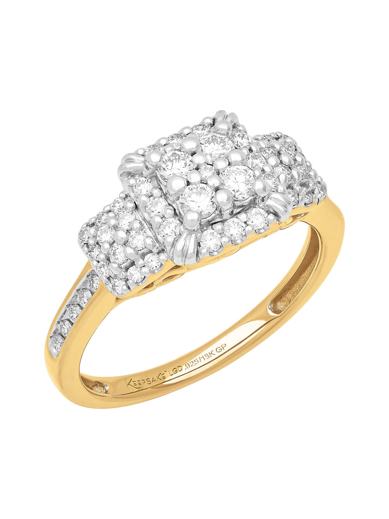 1/2 Carat TW Lab-Grown Diamond 18k Yellow Gold-Plated Sterling Silver Women's "Lux" Engagement Ring