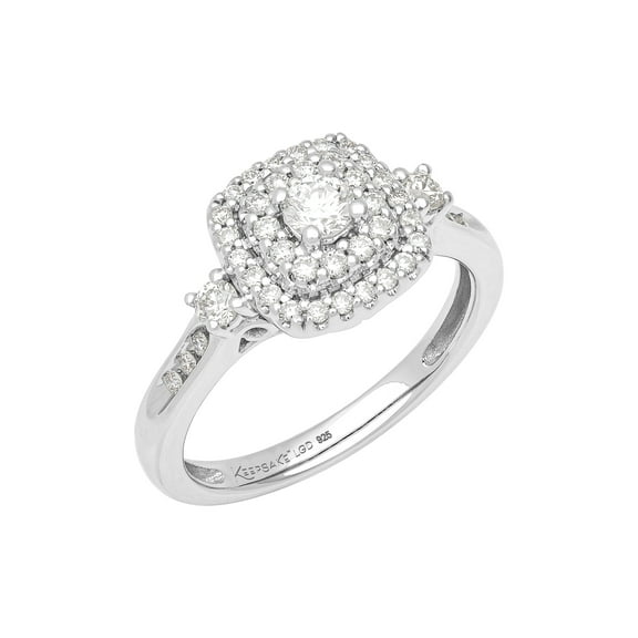 1/2 Carat TW Lab-Grown Diamond Double Halo Women's "Celestial" Engagement Ring in Sterling Silver