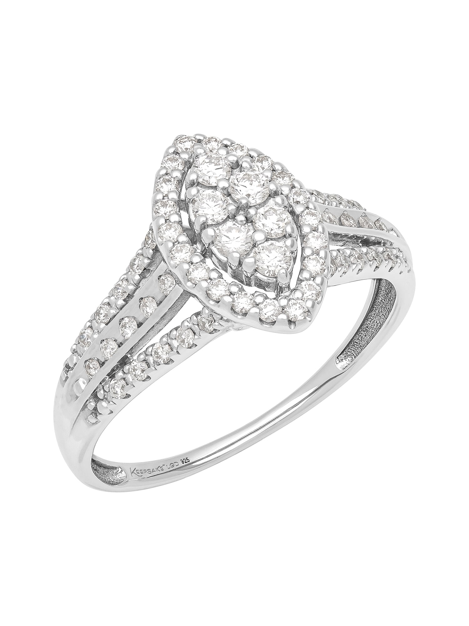 1/2 Carat TW Lab-Grown Diamond Halo Women's "Radiance" Engagement Ring in Sterling Silver by Keepsake