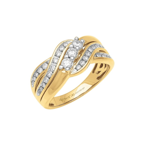 1/2 Carat TW Lab-Grown Diamond Women's 18k Yellow Gold-Plated Sterling Silver "Amore" Anniversary Band