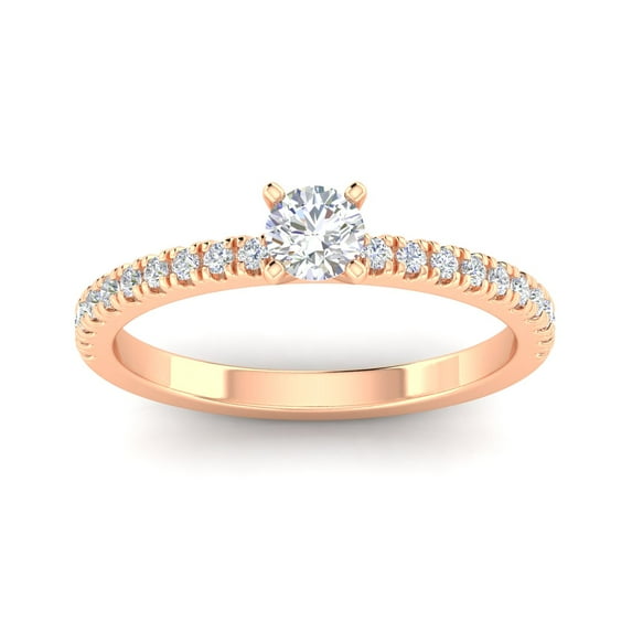 1/2 Carat TW Round Natural Diamond Engagement Rings in 10k Rose Gold