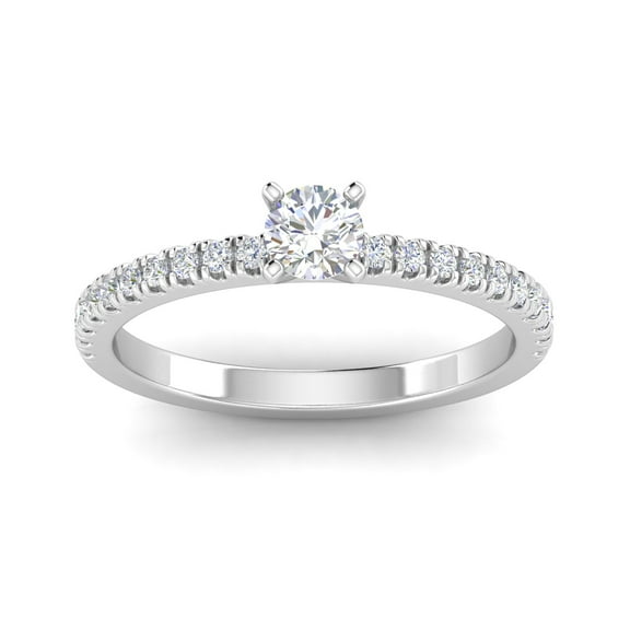 1/2 Carat TW Round Natural Diamond Engagement Rings in 10k White Gold
