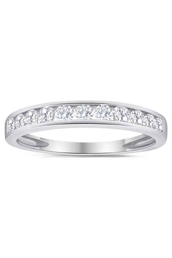 1/2 Carat TW Women's Diamond Channel Wedding Band in 10k White Gold (G-H Color, I1-I2 Clarity)