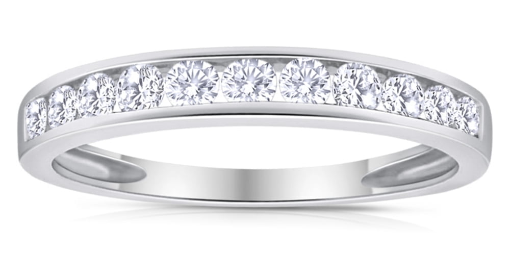 1/2 Carat TW Women's Diamond Channel Wedding Band in 10k White Gold (G-H Color, I1-I2 Clarity)