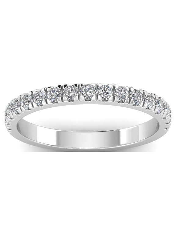 1/2 Carat TW Women's Natural Diamond Wedding Bands in 10k White Gold (G Color, I1 Clarity)