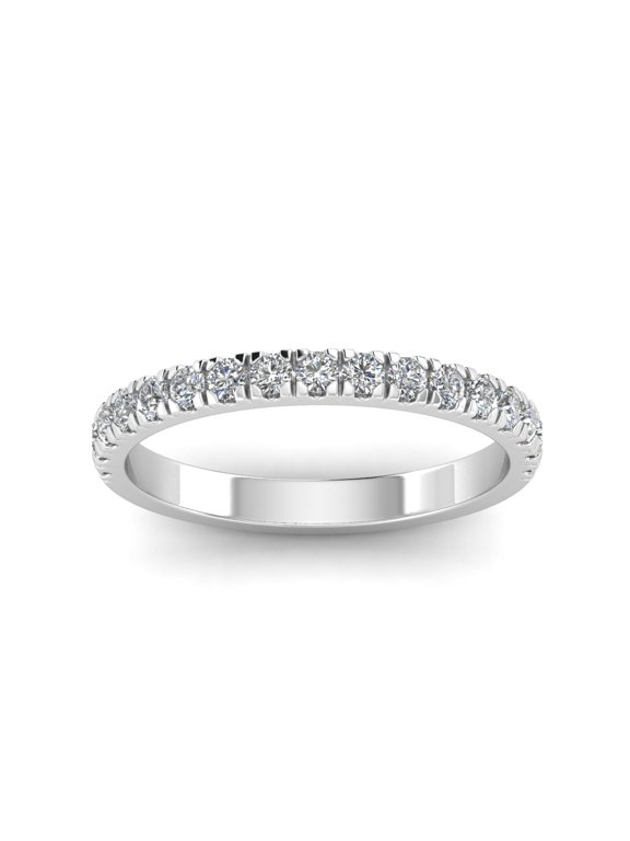 1/2 Carat TW Women's Natural Diamond Wedding Bands in 10k White Gold (G Color, I1 Clarity)