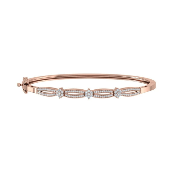 1/2 Carat Twisted Diamond Bangle Bracelet in 14K Rose Gold (I1-I2 Clarity)
