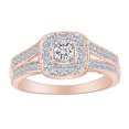 thumbnail image 1 of AFFY 1/2 Carat White Natural Diamond Cushion Frame Vintage Style Engagement Ring In 10k Solid Rose Gold (0.50 Cttw) Ring Size-7, 1 of 1