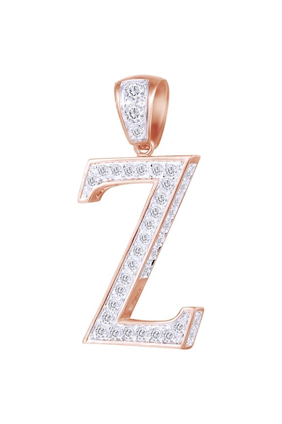 1/2 Carat White Natural Diamond Hip Hop Jewelry Initial "Z" Alphabet Pendant In Sterling Silver (0.5Cttw)
