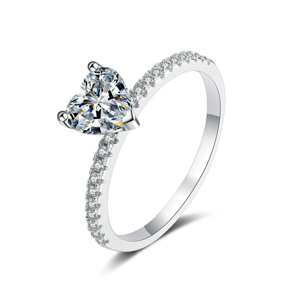 1/2 Carat Womens Moissanite Rings for Women S925 18K Heart Moissanite Wedding Band for Bridal Set Simulated Diamond Promise Ring Fiancee Lab Grown Diamond Engagement Rings