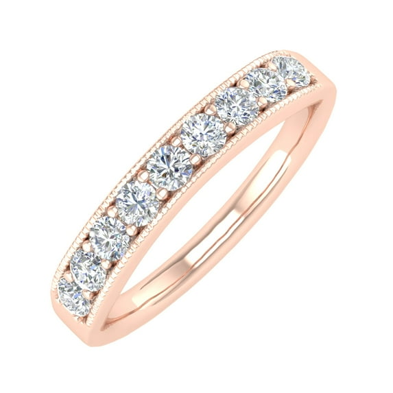 1/2 Carat (ctw) 14K Rose Gold Round Diamond Ladies Anniversary Wedding Band Ring (Ring Size 7.25)