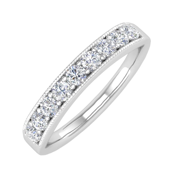 1/2 Carat (ctw) 14K White Gold Round Diamond Ladies Anniversary Wedding Band Ring (Ring Size 5.75) (SI1-SI2 Clarity)