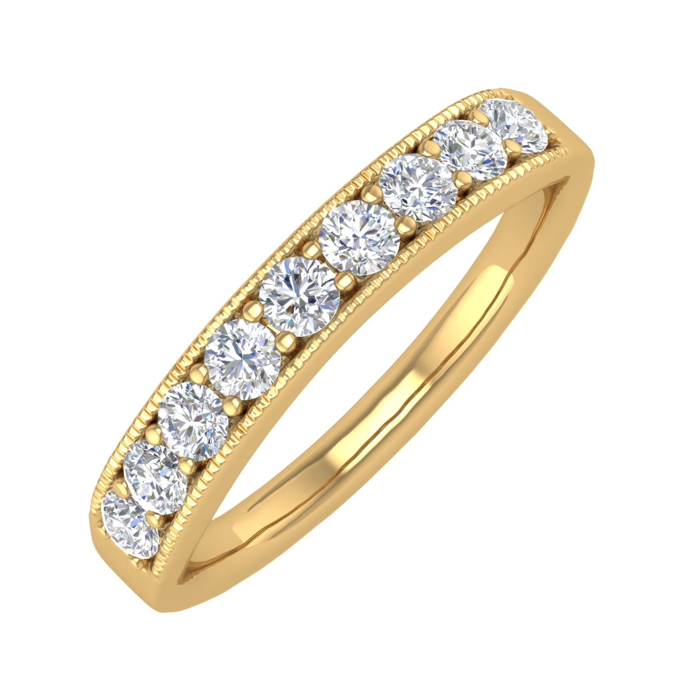 Wishrocks Men's Lab Created Moissanite Wedding Band - 0.85 Carat Round Cut, Channel Set, 10K/14K Solid Gold, VVS1