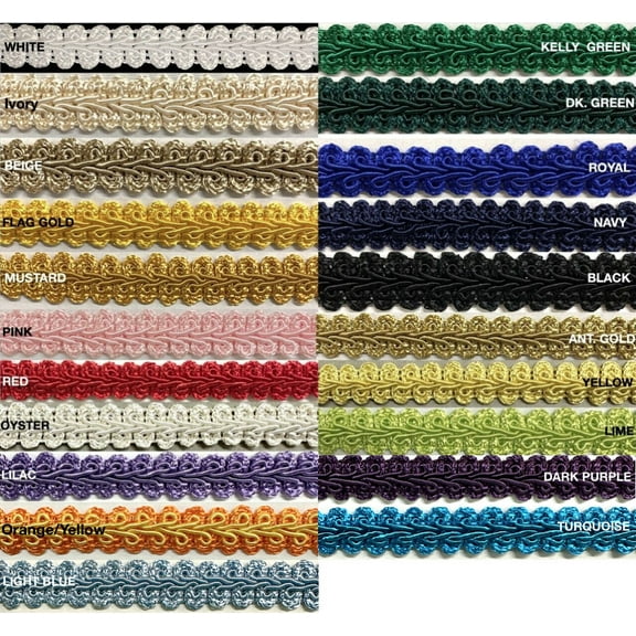 1/2" Chinese French Braid Gimp Trimming - 8 Continuous Yards!