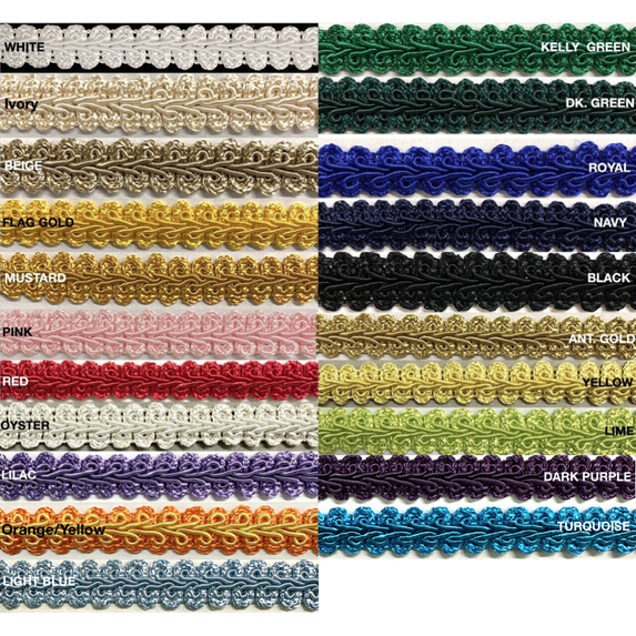 1/2" Chinese French Braid Gimp Trimming - 8 Continuous Yards!