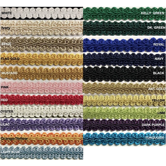 1/2" Chinese French Braid Gimp Trimming - 8 Yards! - Color: Oyster