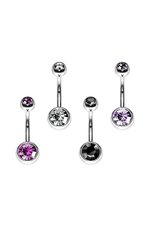 1/2" Colorful Belly Button Rings 12mm Surgical Stee 14G External Threaded Belly Rings CZ Clear Balls Ends