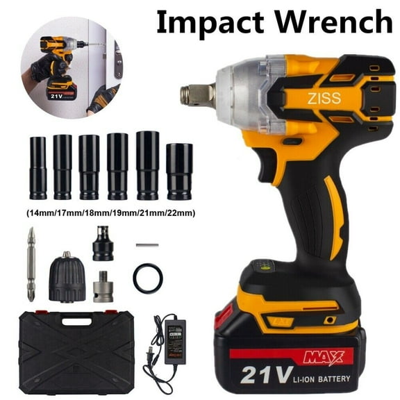 1/2'' Cordless Electric Impact Wrench Gun 21V Brushless Driver 520Nm w/ Battery