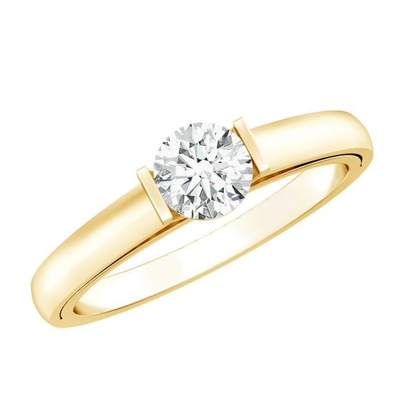 Rosec Jewels 1/2 Ct Lab Diamond Promise Ring, EF-VS Quality - With Jewelry Box, 10K Yellow Gold, US 6.50