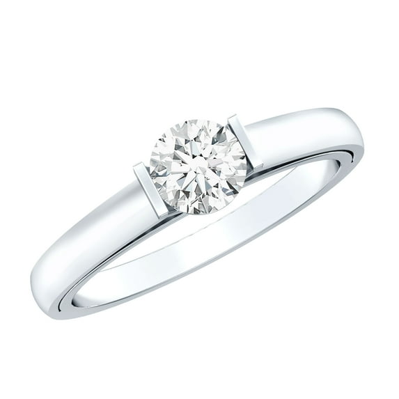 Rosec Jewels 1/2 Ct Lab Diamond Promise Ring, EF-VS Quality - With Jewelry Box, 18K White Gold, US 10.00