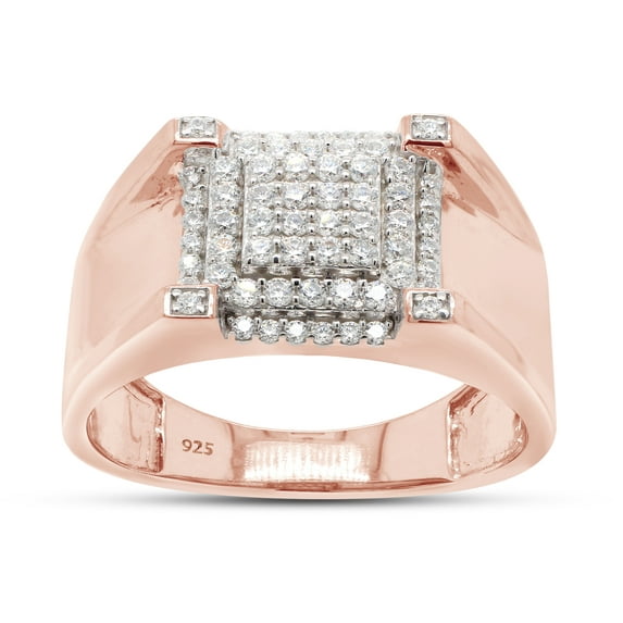 1/2 Ct Lab Created Moissanite Diamond Engagement Wedding Band Ring For Men In 14K Rose Gold Over Sterling Silver(G-H Color,VVS1 Clarity,0.50 Cttw)-6.5