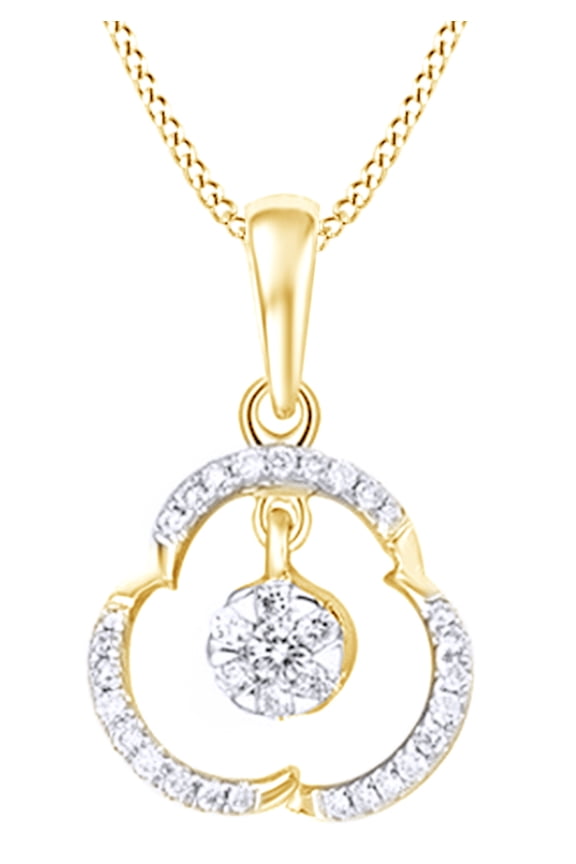 1/2 Ct Natural Diamond Loop Pendant Necklace In 14K Solid Yellow Gold