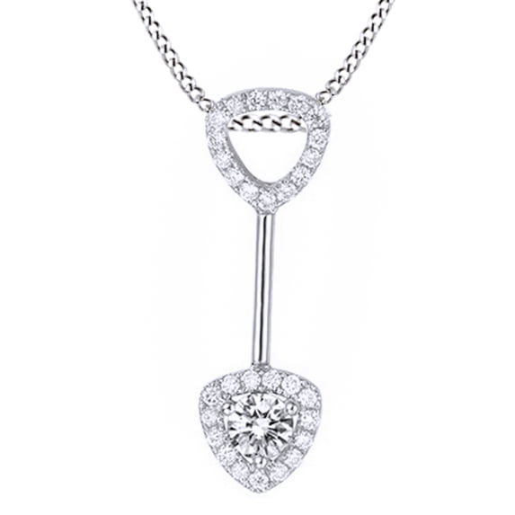 1/2 Ct Natural Diamond Pendant Necklace In 14K Solid White Gold By Jewel Zone US