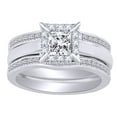thumbnail image 1 of AFFY 1.2 Ct Princess Cut White Natural Diamond Enhancer Bridal Ring in 14k White Gold Ring Size - 11, 1 of 1