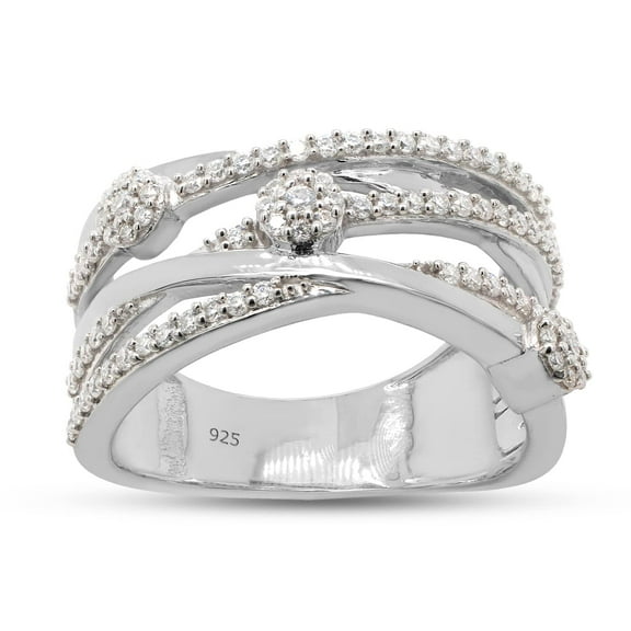 1/2 Ct Round Cut Lab Created Moissanite Diamond Bypass Criscross Engagement Ring 14k White Gold Over Sterling Silver(G-H Color,VVS1 Clarity,0.50 Cttw)-4