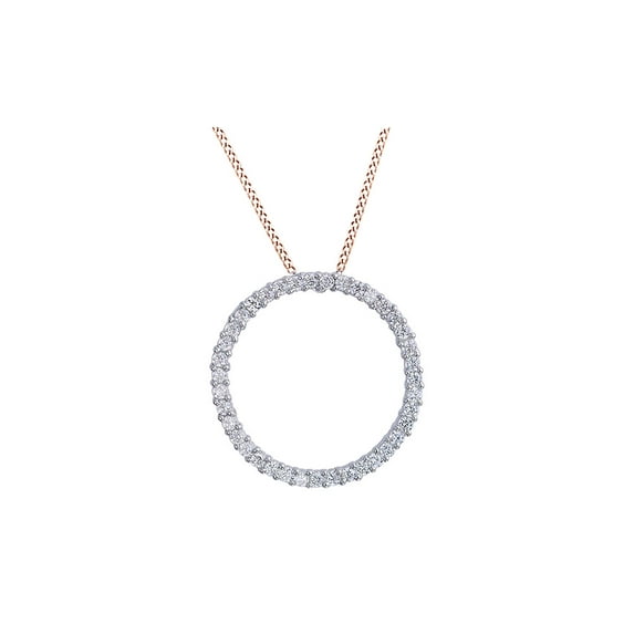 AFFY 1/2 Ct Round Natural Diamond Circle Of Life Pendant Necklace In 14K Solid Rose Gold