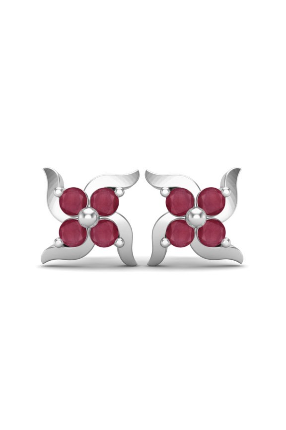 1.2 Cts Ruby Glass Filled 925 Sterling Silver Indian Traditional Women Stud Earrings