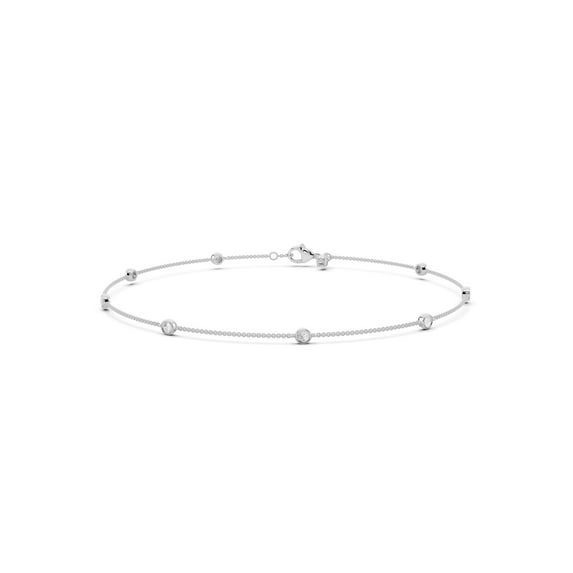 1/2 Cttw Moissanite Station Bracelet for Women 14K White Gold Plated Silver Classic Bracelet Jewelry Gift for Her Size 10