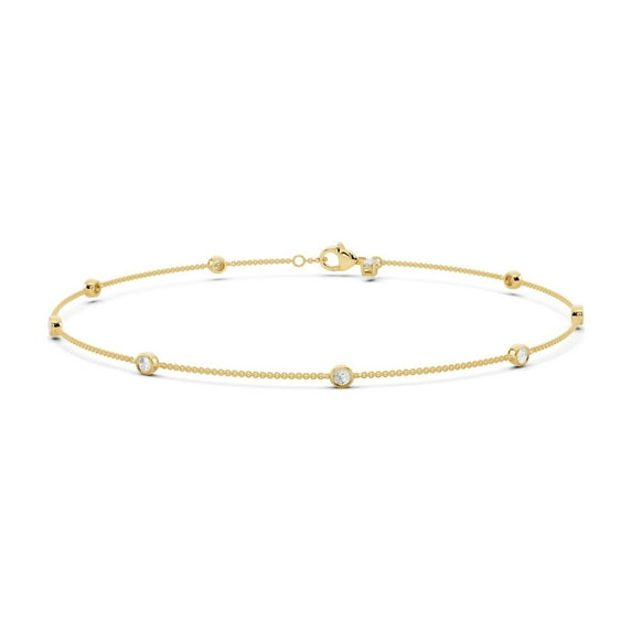 1/2 Cttw Moissanite Station Bracelet for Women 14K Yellow Gold Plated Silver Classic Bracelet Jewelry Gift for Her Size 7