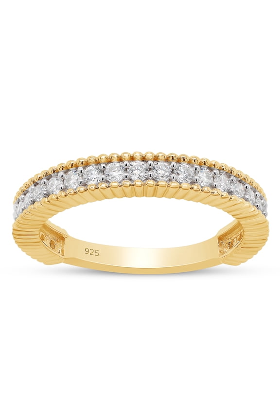 1/2 Cttw Round Cut Lab Created Moissanite Diamond Beaded Eternity Wedding Band Ring Jewelry Gift for Women in 14K Yellow Gold Over Sterling Silver (G-H Color, VVS1 Clarity, 0.50 Cttw)-4