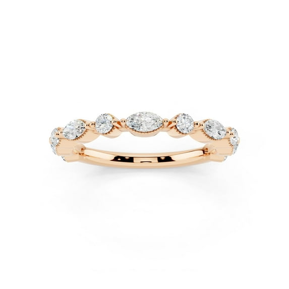 1/2 Ctw Moissanite Wedding Band 14K Rose Gold Plated S925 Silver Stackable Ring D Color VVS1 Fine Jewelry Gift Size 9