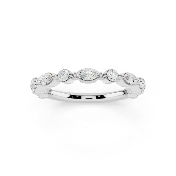 1/2 Ctw Moissanite Wedding Band 14K White Gold Plated S925 Silver Stackable Ring D Color VVS1 Fine Jewelry Gift Size 4.5