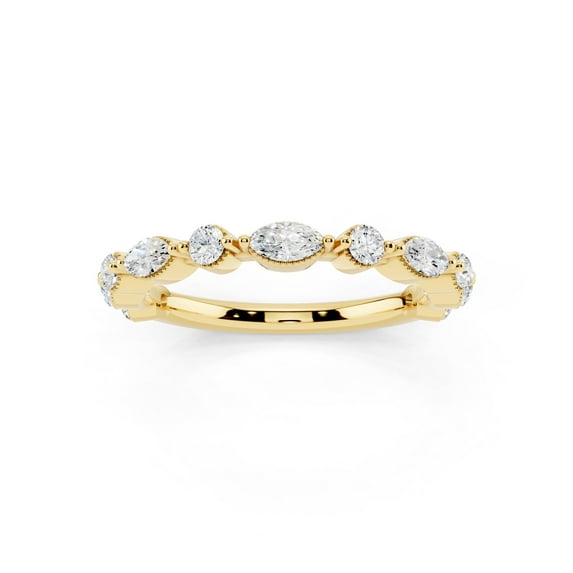 1/2 Ctw Moissanite Wedding Band 14K Yellow Gold Plated S925 Silver Stackable Ring D Color VVS1 Fine Jewelry Gift Size 7