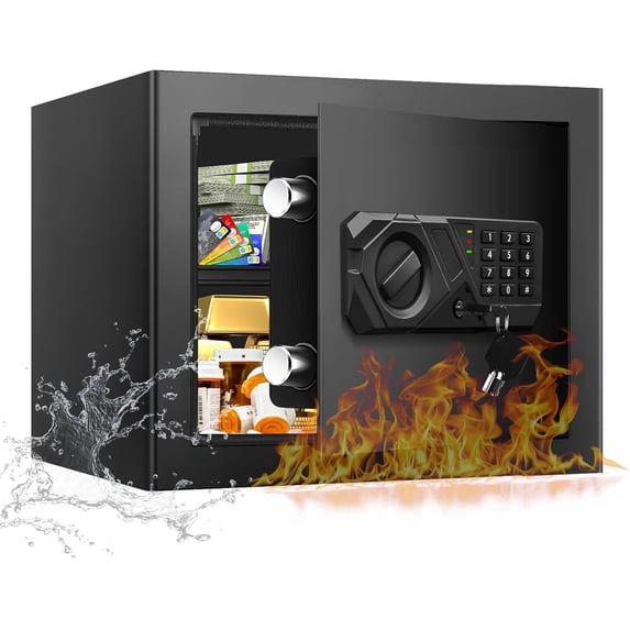 1.2 Cub Small Fireproof Waterproof Digital Safe with Programmable Keypad Spare Keys and Removable Shelf Bestseling