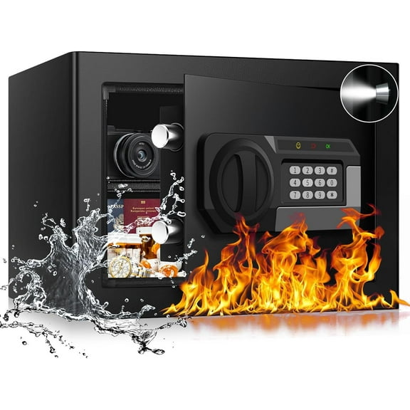 1.2 Cub Small Fireproof Safe for , Personal Fire Safe Box with Digital Keypad Key and Removable Shelf, Small  Box for  Firearm  Valuables